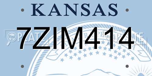 7ZIM414 Kansas License Plate