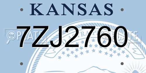 7ZJ2760 Kansas License Plate
