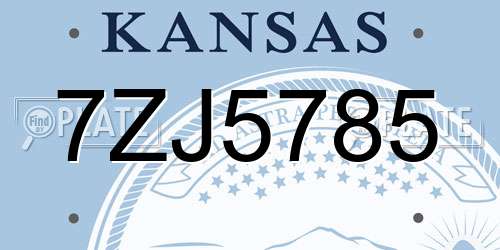 7ZJ5785 Kansas License Plate