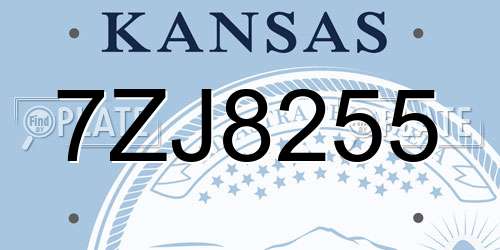 7ZJ8255 Kansas License Plate