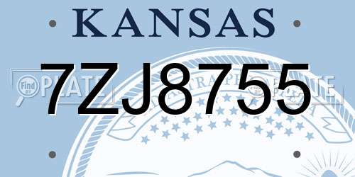 7ZJ8755 Kansas License Plate