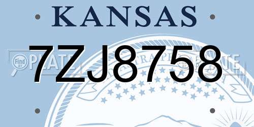 7ZJ8758 Kansas License Plate