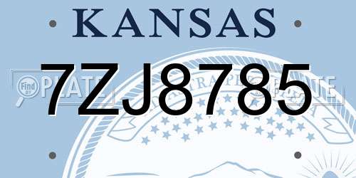 7ZJ8785 Kansas License Plate