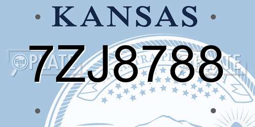 7ZJ8788 Kansas License Plate