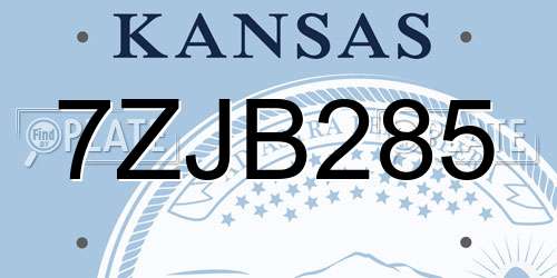 7ZJB285 Kansas License Plate