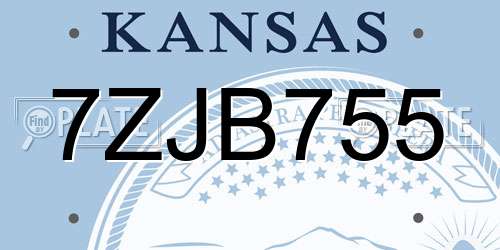 7ZJB755 Kansas License Plate