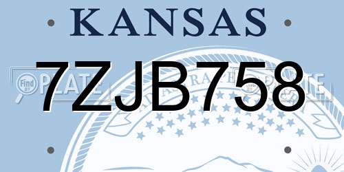 7ZJB758 Kansas License Plate