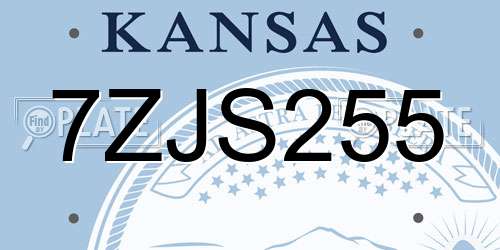 7ZJS255 Kansas License Plate