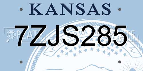 7ZJS285 Kansas License Plate