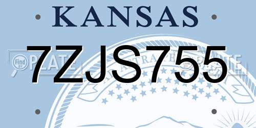 7ZJS755 Kansas License Plate