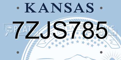 7ZJS785 Kansas License Plate
