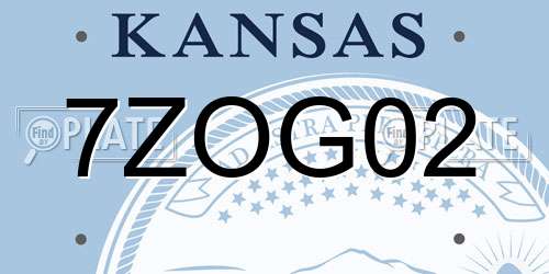 7ZOG02 Kansas License Plate