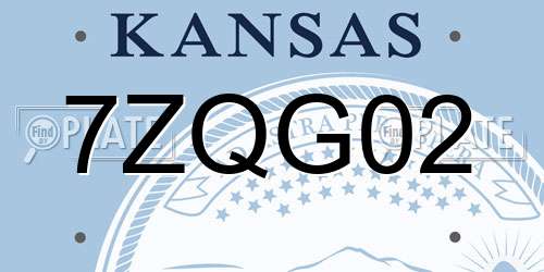 7ZQG02 Kansas License Plate