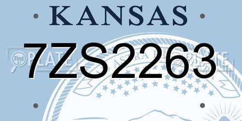7ZS2263 Kansas License Plate