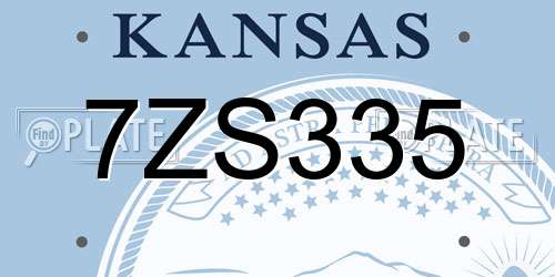 7ZS335 Kansas License Plate