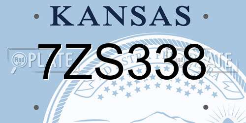 7ZS338 Kansas License Plate