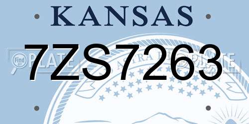 7ZS7263 Kansas License Plate
