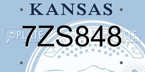 7ZS848 Kansas License Plate