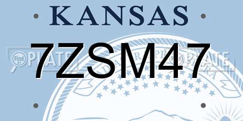 7ZSM47 Kansas License Plate
