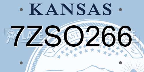 7ZSO266 Kansas License Plate