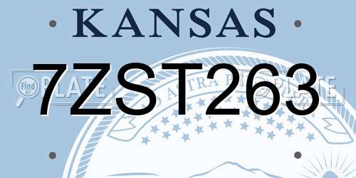 7ZST263 Kansas License Plate
