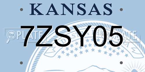 7ZSY05 Kansas License Plate