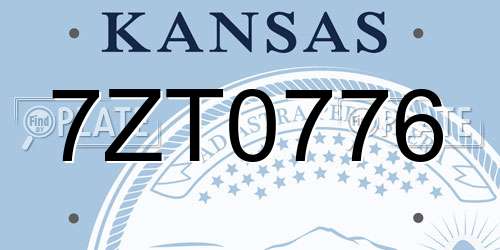 7ZT0776 Kansas License Plate