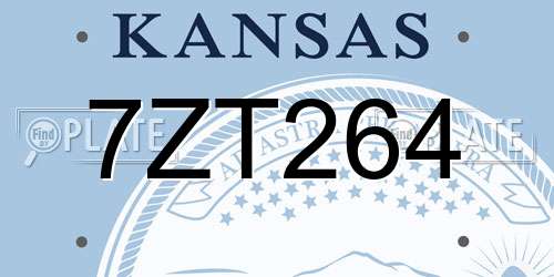 7ZT264 Kansas License Plate