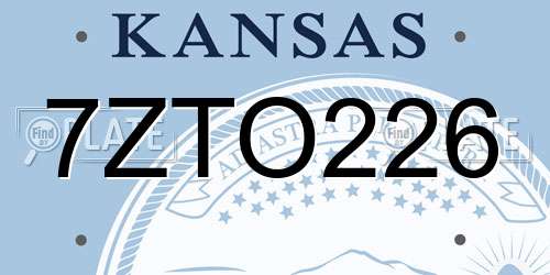 7ZTO226 Kansas License Plate