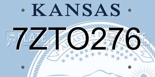 7ZTO276 Kansas License Plate