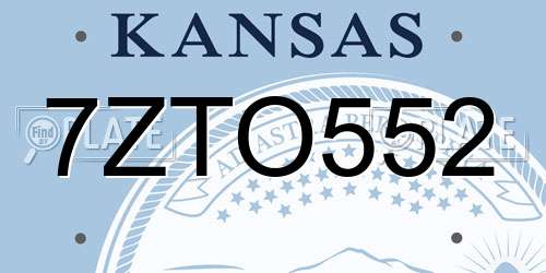 7ZTO552 Kansas License Plate