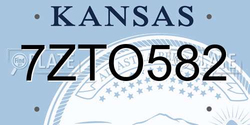 7ZTO582 Kansas License Plate