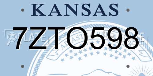 7ZTO598 Kansas License Plate