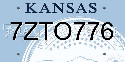 7ZTO776 Kansas License Plate
