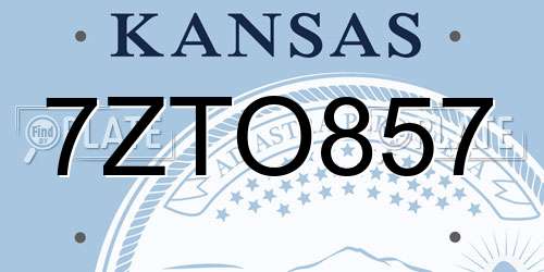 7ZTO857 Kansas License Plate