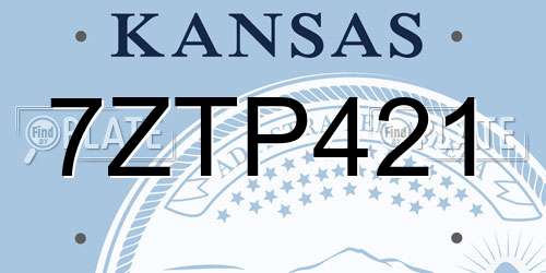 7ZTP421 Kansas License Plate