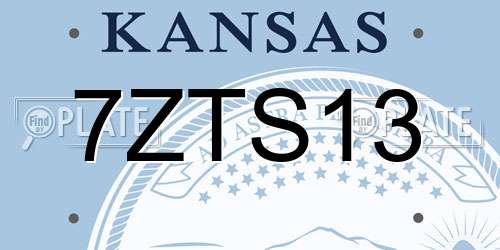 7ZTS13 Kansas License Plate