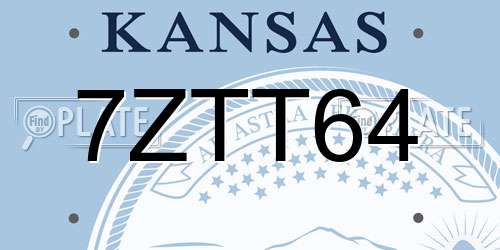 7ZTT64 Kansas License Plate