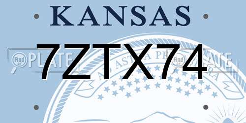 7ZTX74 Kansas License Plate
