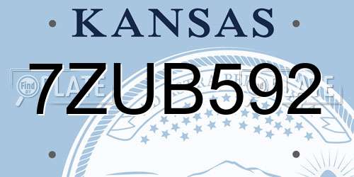 7ZUB592 Kansas License Plate