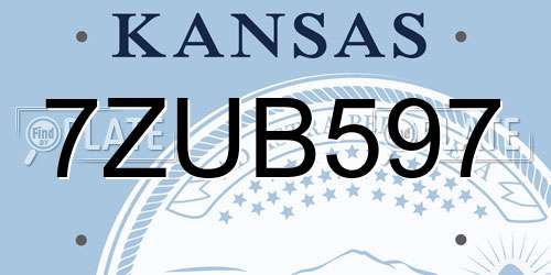 7ZUB597 Kansas License Plate
