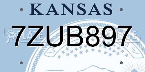 7ZUB897 Kansas License Plate