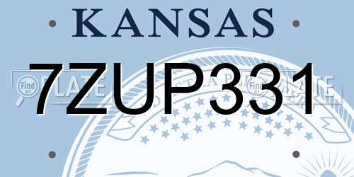 7ZUP331 Kansas License Plate