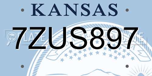 7ZUS897 Kansas License Plate