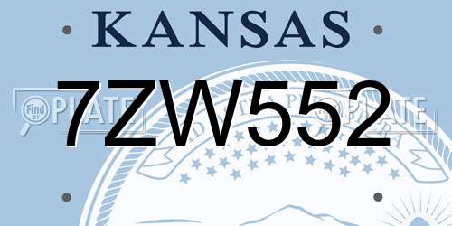 7ZW552 Kansas License Plate