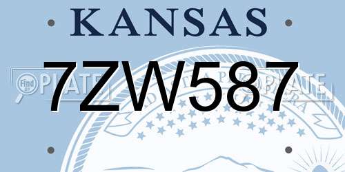 7ZW587 Kansas License Plate