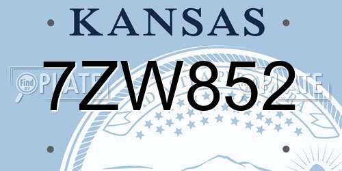 7ZW852 Kansas License Plate