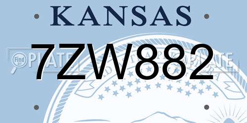 7ZW882 Kansas License Plate