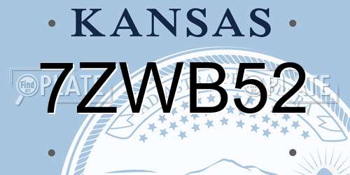 7ZWB52 Kansas License Plate