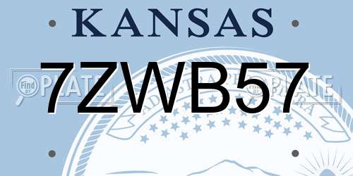 7ZWB57 Kansas License Plate